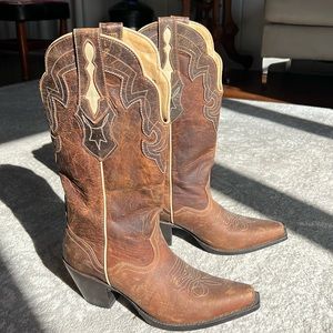 Brown, leather cowboy boots